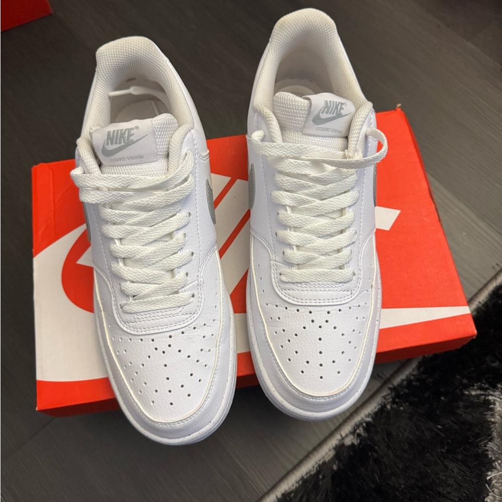 Nike Court Vision Smoke Gray and White Sneakers. Men’s size 8.5